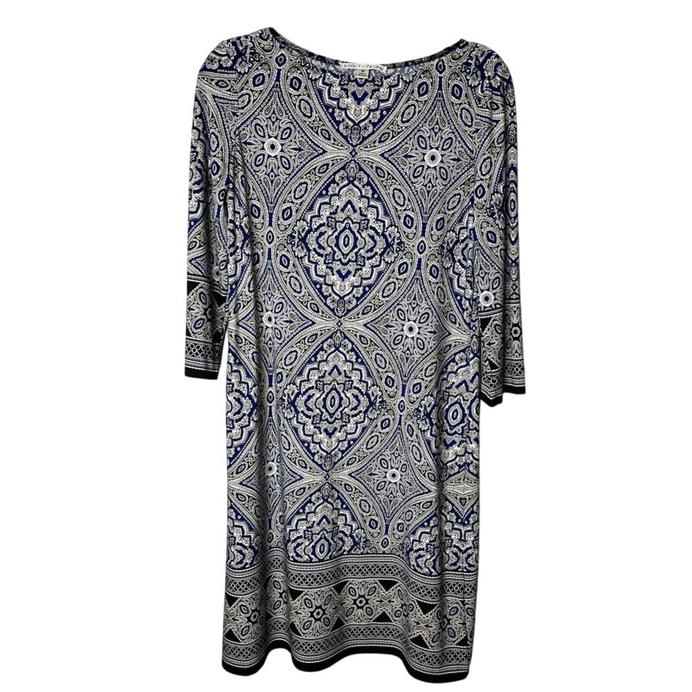 Maggie London Women’s Blue White Printed Dress Size 10
